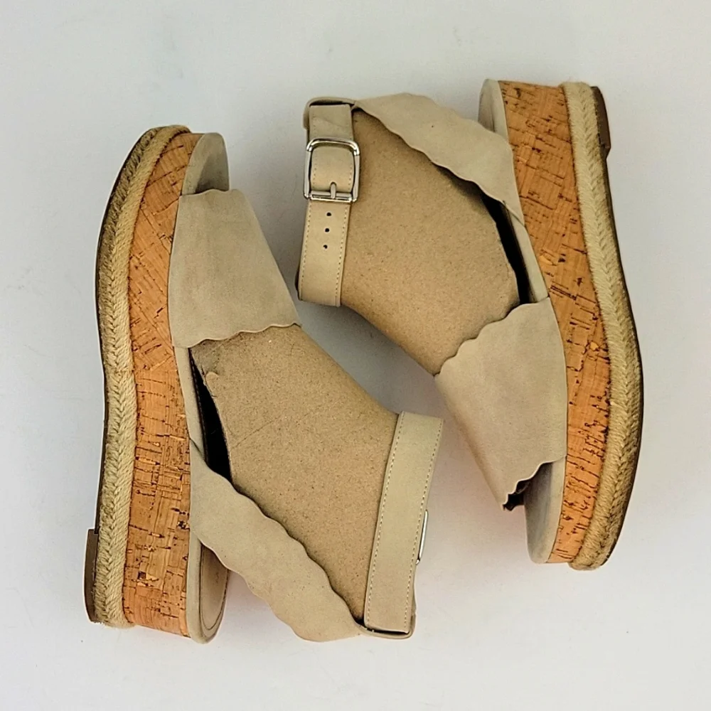 Marc Fisher Faithful Cork Wedge Espadrille Sandals Size 7